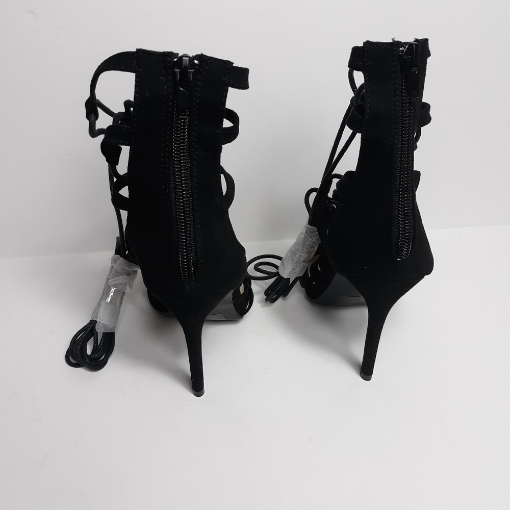 Qupid Women 6 Black Faux Suede Gladiator Shoes - Picture 6 of 8